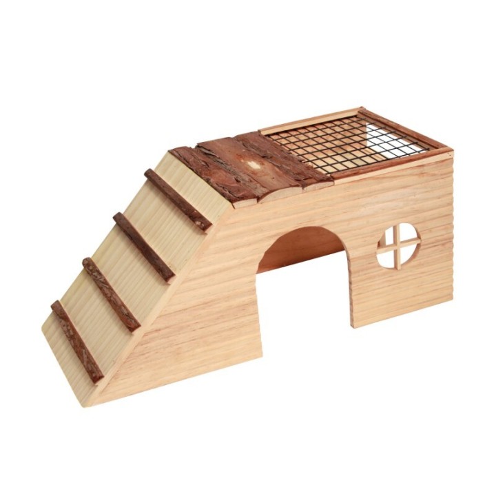 Kerbl Pet Nagerhaus mit Rampe und Futterplatz Nature