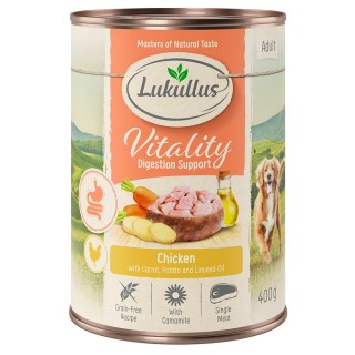 Sparpaket Lukullus Vitality 24 x 400 g - Unterstützung der Verdauung: Huhn (getreidefrei)