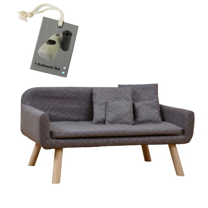 Rohrschneider Hundesofa Chicago mit Gratis-Beigabe grau