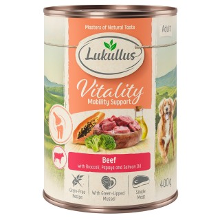 Sparpaket Lukullus Vitality 24 x 400 g - Unterstützung der Beweglichkeit: Rind (getreidefrei)