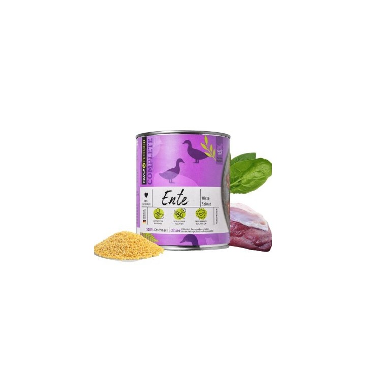 FAVLY Petfood Nassfutter Ente mit Hirse & Spinat 24x800 g