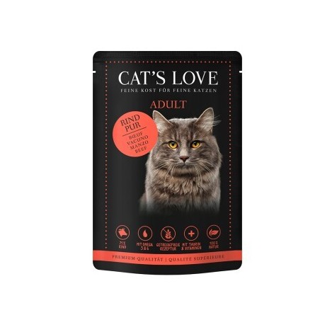 CAT'S LOVE Nassfutter Katze Adult in Gelee Rind pur mit Distelöl und Löwenzahn 12x85 g