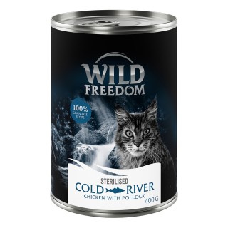 Wild Freedom Adult Sterilised 6 x 400 g - getreidefreie Rezeptur - Cold River Sterilised - Seelachs & Huhn