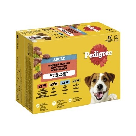 Pedigree Nassfutter Hund Adult, Multipack, Gemischte-Selektion mit Gemüse, in Sauce 12x100 g