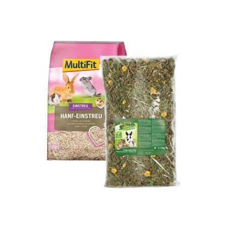 MultiFit Grainfree Löwenzahn 1kg und Hanfstreu