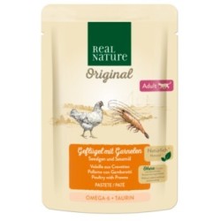 REAL NATURE Original Adult 12x85g Geflügel mit Garnelen, Paté / Pastete/ Mousse