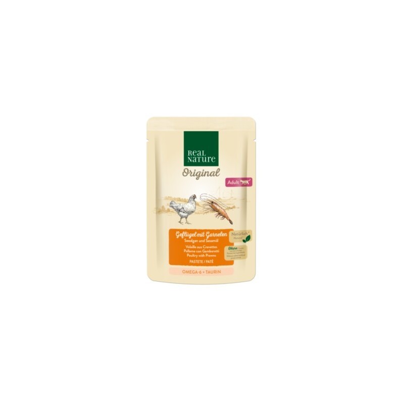 REAL NATURE Original Adult 12x85g Geflügel mit Garnelen, Paté / Pastete/ Mousse