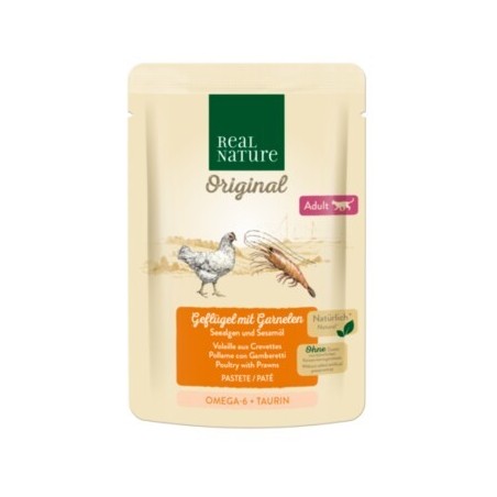 REAL NATURE Original Adult 12x85g Geflügel mit Garnelen, Paté / Pastete/ Mousse