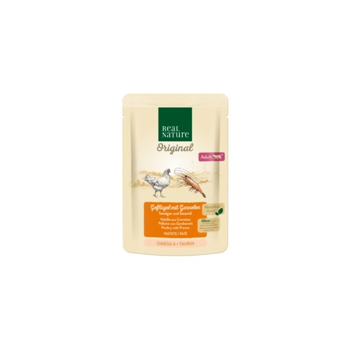 REAL NATURE Original Adult 12x85g Geflügel mit Garnelen, Paté / Pastete/ Mousse