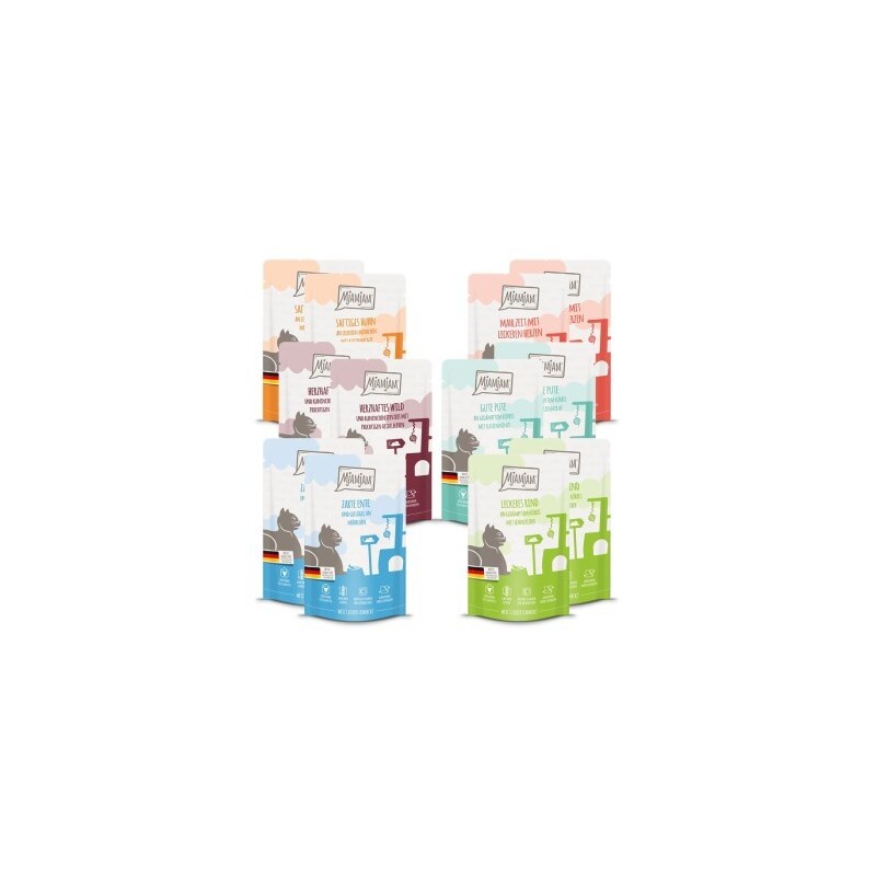 MjAMjAM Nassfutter Katze Adult, Quetschie 12x125 g Mixpaket 3