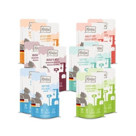 MjAMjAM Nassfutter Katze Adult, Quetschie 12x125 g Mixpaket 3