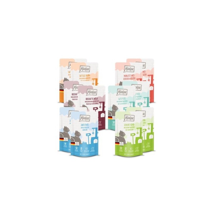 MjAMjAM Nassfutter Katze Adult, Quetschie 12x125 g Mixpaket 3