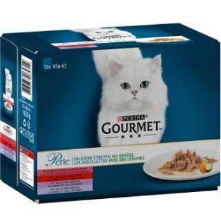 GOURMET Perle Erlesene Streifen mit Gemüse 12x85 g