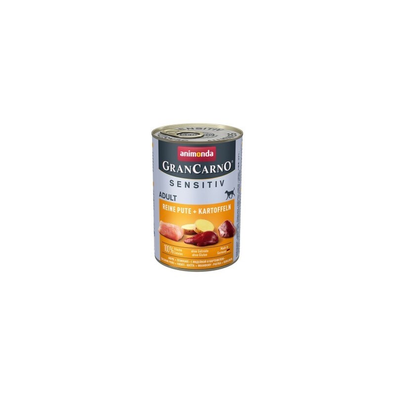 animonda GranCarno Sensitiv Nassfutter Hund Adult, Pute und Kartoffel 12x400 g