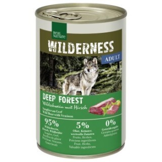 REAL NATURE WILDERNESS Nassfutter für Hunde Adult Deep Forest, Wildschwein mit Hirsch 6x400 g