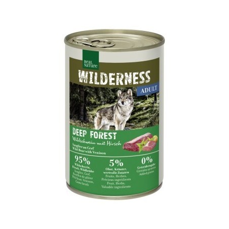 REAL NATURE WILDERNESS Nassfutter für Hunde Adult Deep Forest, Wildschwein mit Hirsch 6x400 g