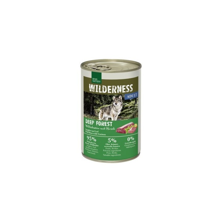 REAL NATURE WILDERNESS Nassfutter für Hunde Adult Deep Forest, Wildschwein mit Hirsch 6x400 g