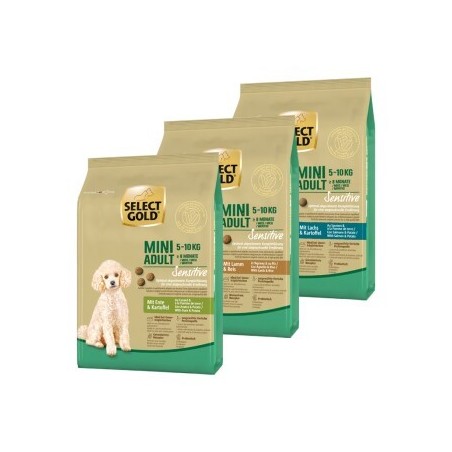 SELECT GOLD Sensitive Adult Mini Probierpaket 3x1kg Probierpaket 1, Mix-Pack