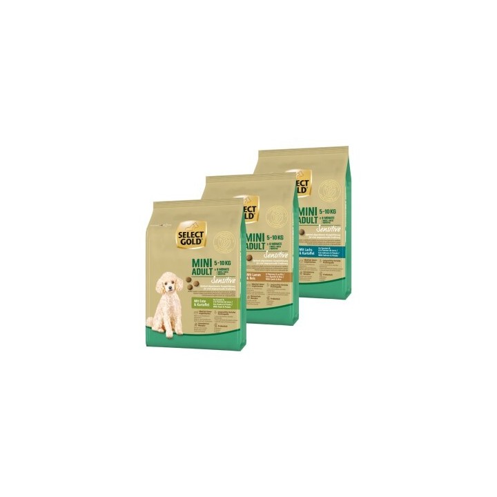 SELECT GOLD Sensitive Adult Mini Probierpaket 3x1kg Probierpaket 1, Mix-Pack