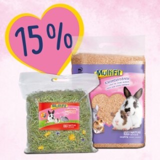 MultiFit Blütenheu 500g und Einstreu 56L