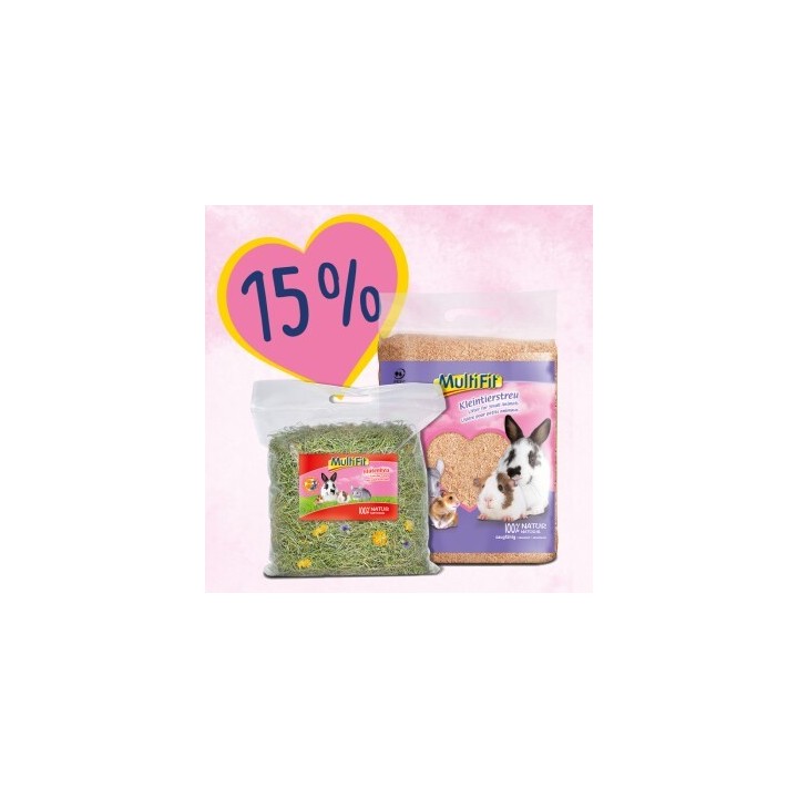 MultiFit Blütenheu 500g und Einstreu 56L