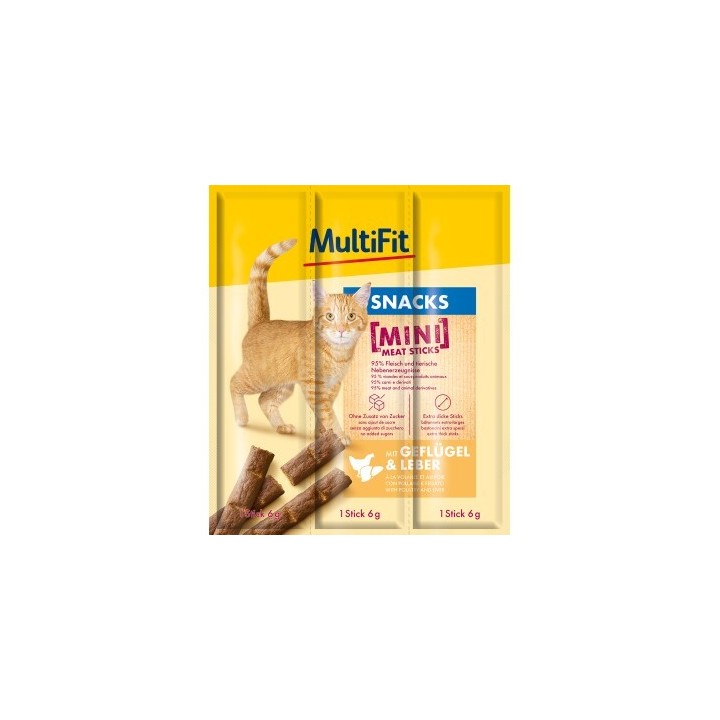 MultiFit Mini Meat Sticks 25x3x6g Geflügel & Leber