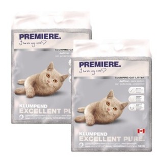 PREMIERE Excellent ohne Duft Klumpstreu Pure 2x12 kg