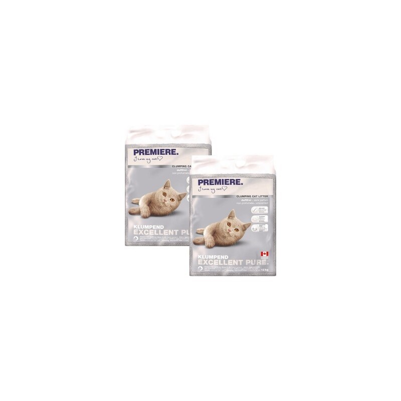 PREMIERE Excellent ohne Duft Klumpstreu Pure 2x12 kg