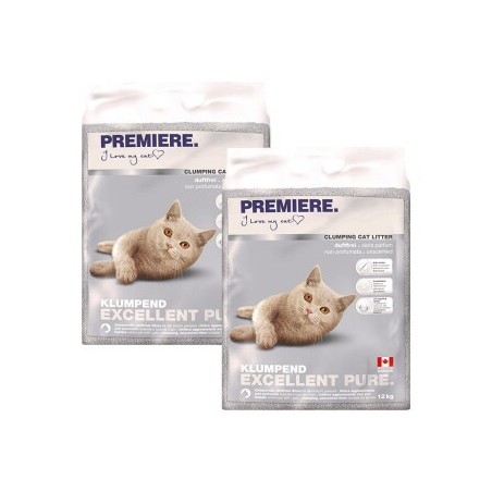 PREMIERE Excellent ohne Duft Klumpstreu Pure 2x12 kg