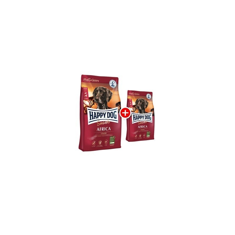 HAPPY DOG Sensible Trockenfutter Hund Adult, Africa 12,5 kg + 1 kg