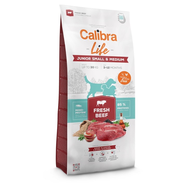 Calibra Life Junior Small & Medium Breed mit frischem Rind - 12 kg