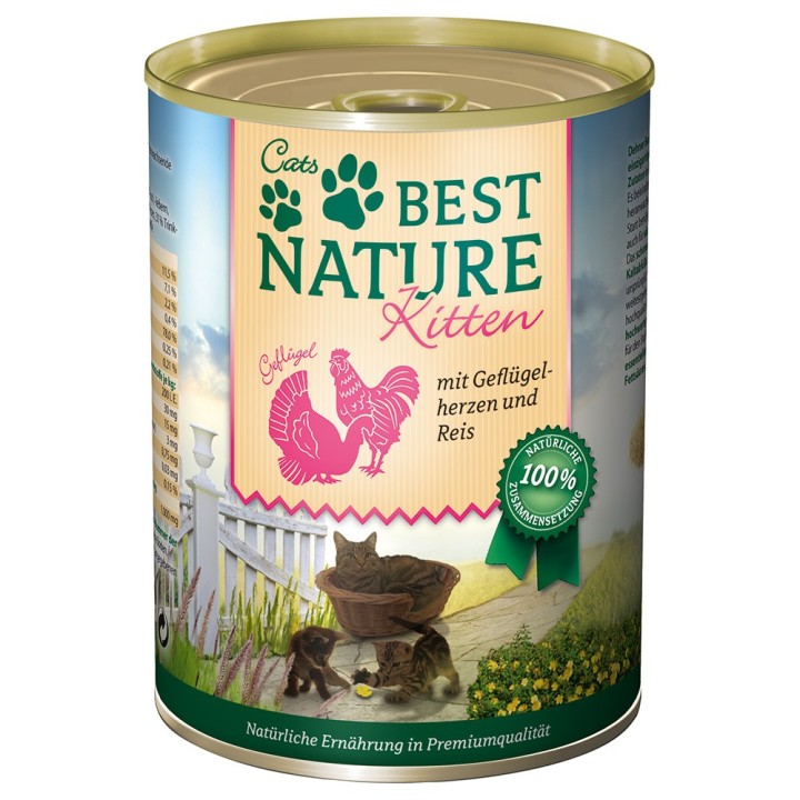 Best Nature Kitten 6 x 400 g  - Geflügelherzen & Reis