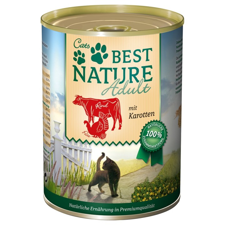Best Nature Cat Adult 6 x 400 g - Rind, Pute & Karotten