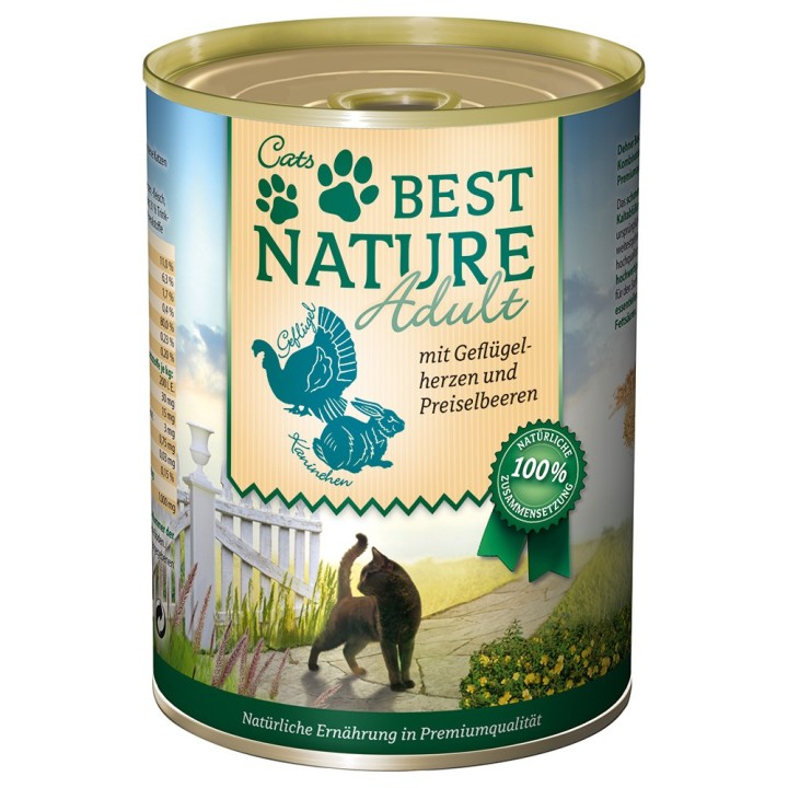Best Nature Cat Adult 6 x 400 g - Geflügel & Kaninchen