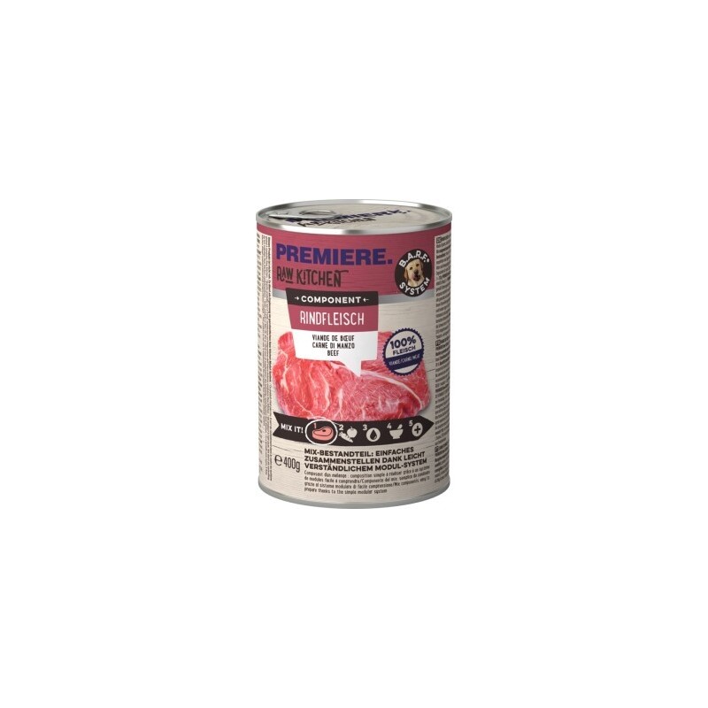 PREMIERE RAW KITCHEN Nassfutter Hund Adult Component, Pure Beef 6x400 g
