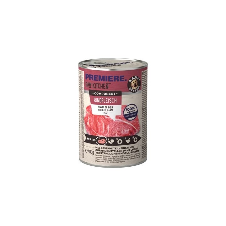 PREMIERE RAW KITCHEN Nassfutter Hund Adult Component, Pure Beef 6x400 g