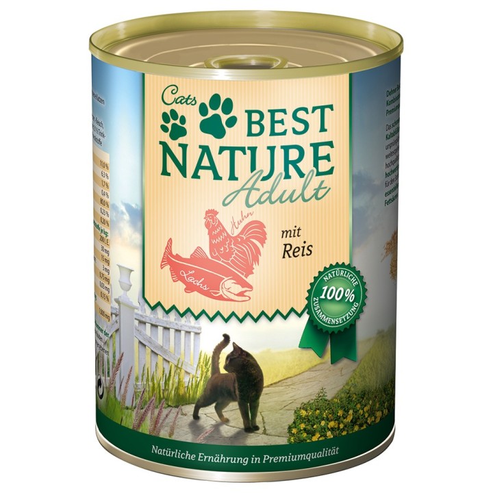 Best Nature Cat Adult 6 x 400 g - Lachs, Huhn & Reis