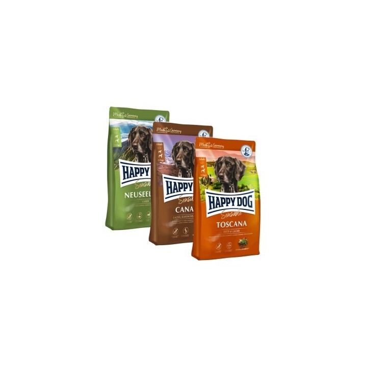 HAPPY DOG Sensible Probierpaket Länderreise 3x1kg Mixpaket 3