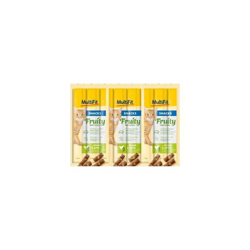 MultiFit Fruity Meat Sticks 7x8x5g Huhn & Apfel