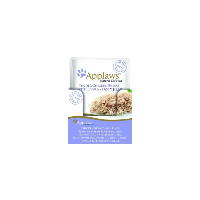 Applaws Nsssfutter Katze Adult in Gelee 16x70 g Huhn und Leber