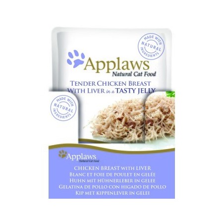 Applaws Nsssfutter Katze Adult in Gelee 16x70 g Huhn und Leber