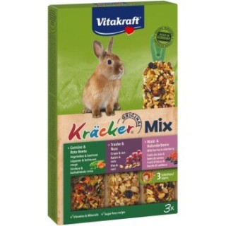 Vitakraft Kräcker Trio Gemüse-Traube-Beere 3Stk für Zwergkaninchen