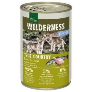 REAL NATURE WILDERNESS Nassfutter für Hunde Junior Huhn mit Lachs 6x400 g