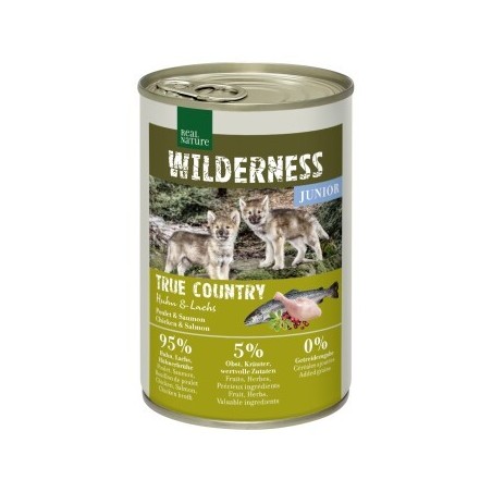 REAL NATURE WILDERNESS Nassfutter für Hunde Junior Huhn mit Lachs 6x400 g