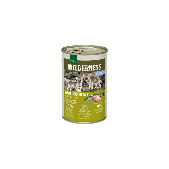 REAL NATURE WILDERNESS Nassfutter für Hunde Junior Huhn mit Lachs 6x400 g