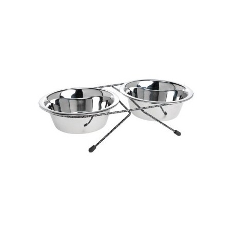 AniOne Edelstahlnapf-Set mit Ständer 2x700 ml