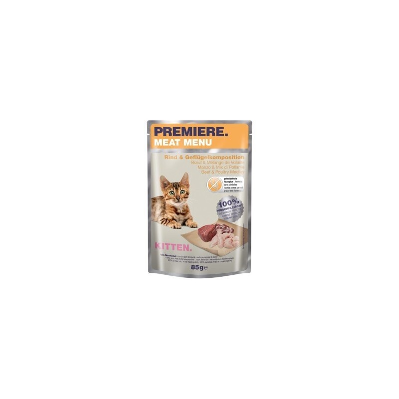 PREMIERE Meat Menu Kitten Rind und Geflügelkomposition 24x85 g
