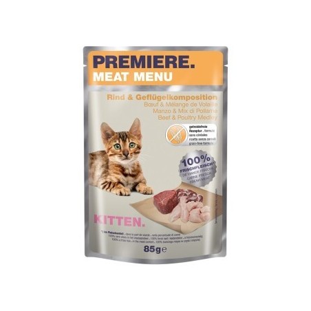 PREMIERE Meat Menu Kitten Rind und Geflügelkomposition 24x85 g