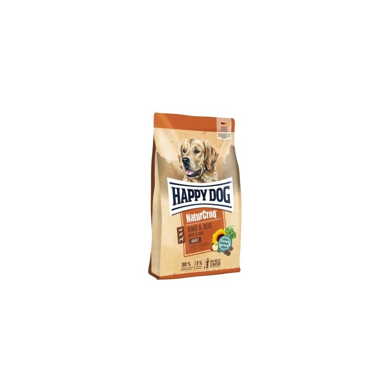 HAPPY DOG NaturCroq Trockenfutter Hund Adult, Rind & Reis 15 kg
