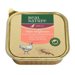 REAL NATURE Original Nassfutter für Katzen Adult 16x100 g Garnele & Huhn mit Zucchini & Traubenkernöl, Ragout